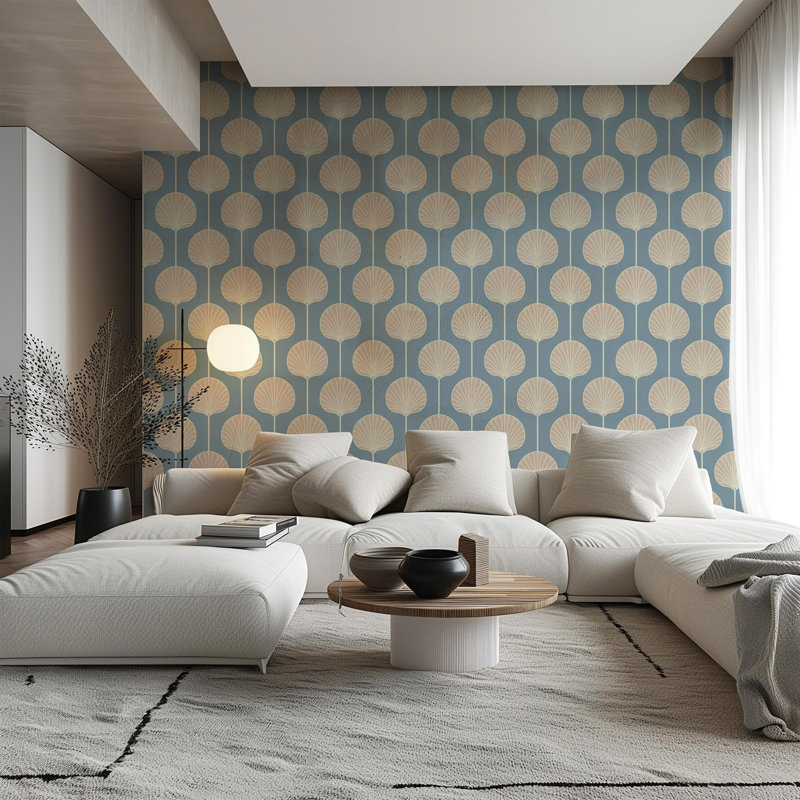 Deco Lily Large - Wallpaper, Blue, Premium Paper