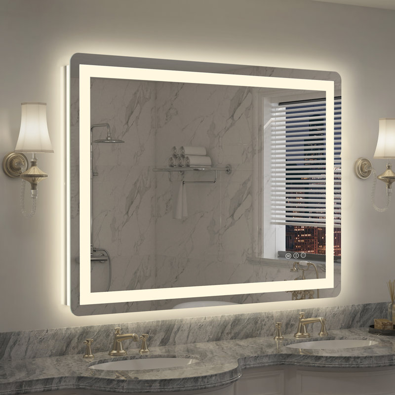 Dokes Filleted Corner LED Bathroom Vanity  Mirror Passed ETL Certification, 36'' x 48''