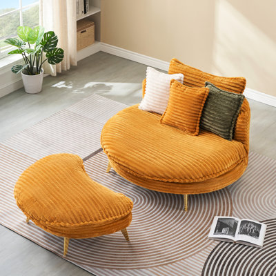 Modern Yellow With Corduroy Upholstery - 65" Long, 2 Seats, For Living Room, Apartment Office, Bedroom Design Decor Style