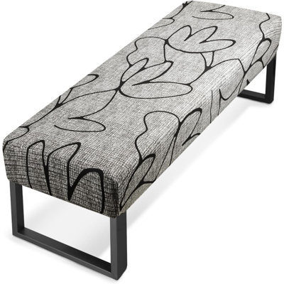 Bench Cover Stretch Bench Covers For Dining Room Anti-Dust Removable Bench Slipcover Washable Bench Seat Protector Cover For Living Room, Bedroom, Kitchen (Grey Floral)