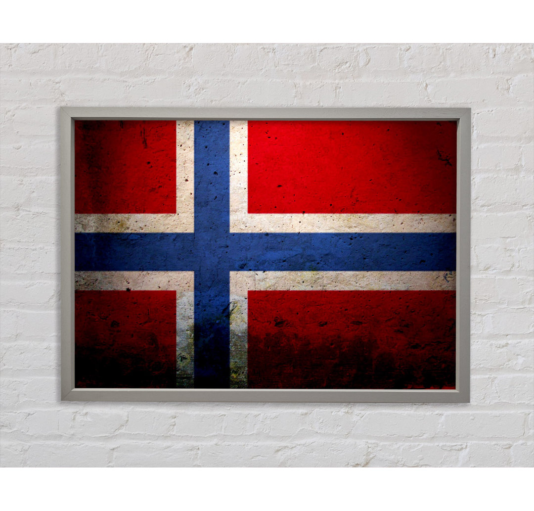 Norwegen Flagge - Einzelner Bilderrahmen Kunstdrucke auf Leinwand