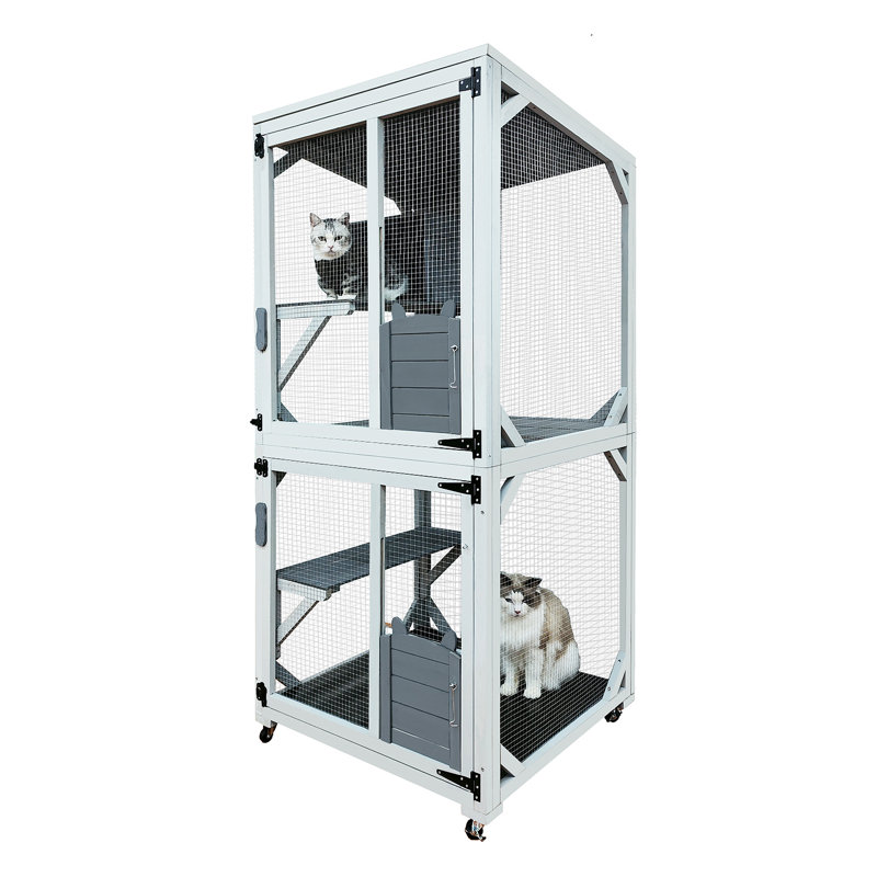 Enclos pour chat en bois exceptionnel avec de multiples caractéristiques pour les animaux de compagnie