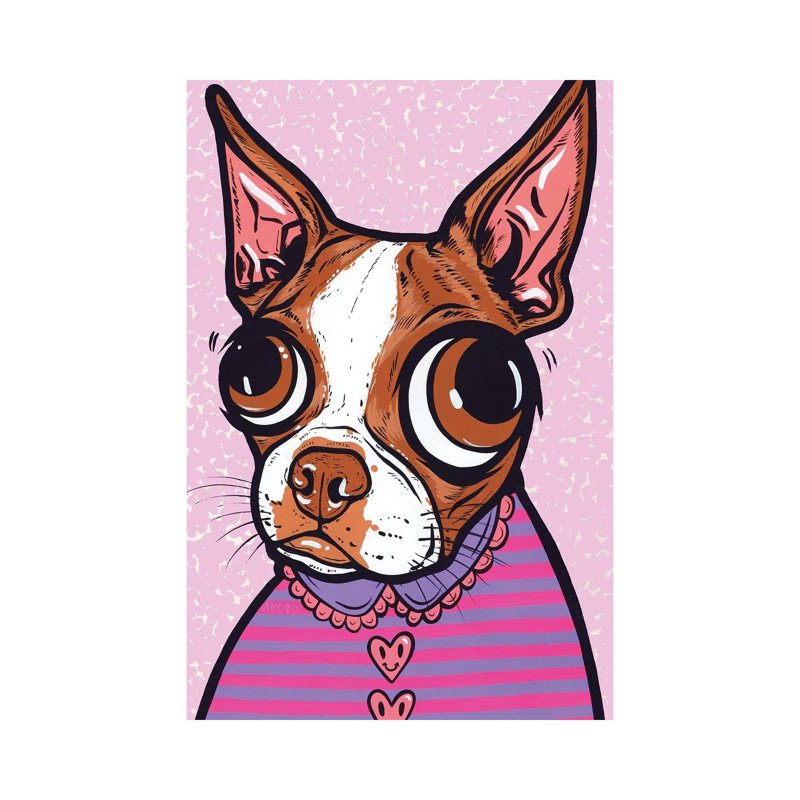 Rayure brune Boston Terrier par - Estampe numérique sur toile tendue avec châssis, H 26 po x l 18 po x 1,5 po