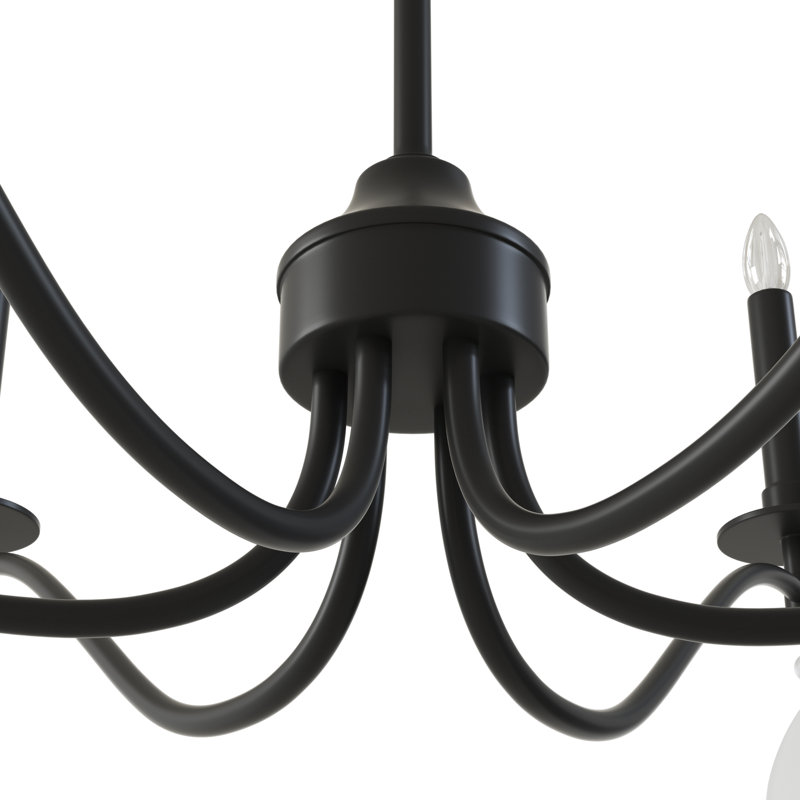 Maroneia 8-Light 44" Modern Farmhouse Candle Style Black Chandelier with Crystal Accents for Dining Room and Living Room.