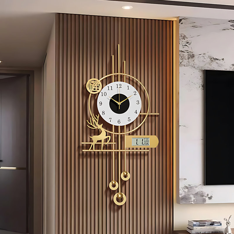 Wall Calendar Clock - Modern Silent Quartz Clock For Living Room, Home & Office - Stylish Luxury Design With Easy-To-Read Date Display