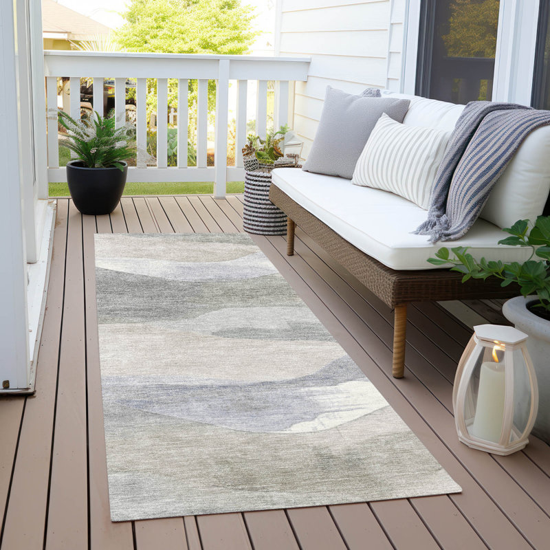 Machine Washable Indoor/Outdoor Xhevrie Beige Rug, Runner 2'3" x 7'6"
