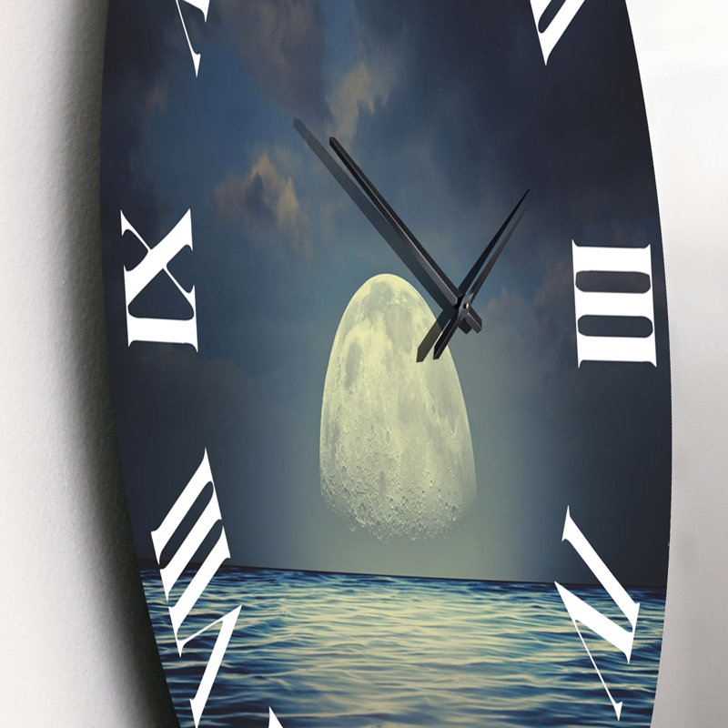 Super Moon Over The Sea II - Horloge murale nautique et côtière, Moyenne