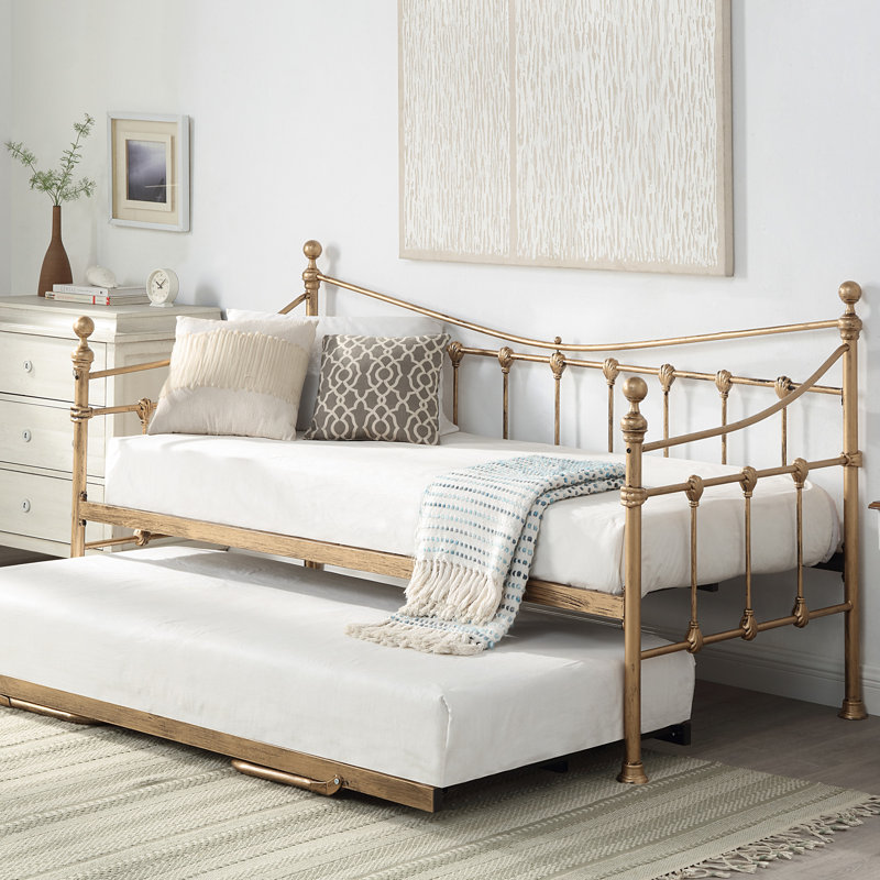 Angelina Metal Daybed with Trundle, Gold