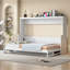 Grand lit escamotable avec élévateur hydraulique et bureau, blanc-504722256