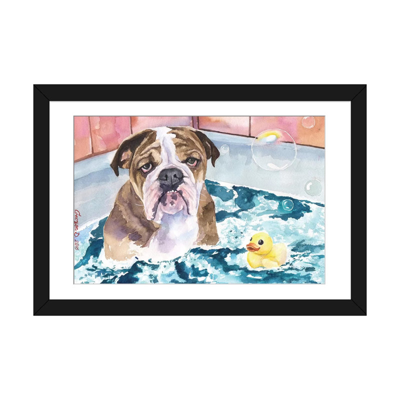 «Bath Time», reproduction sur toile, Papier d'art encadré noir, H 16 po x l 24 po x P 1 po, Blanc