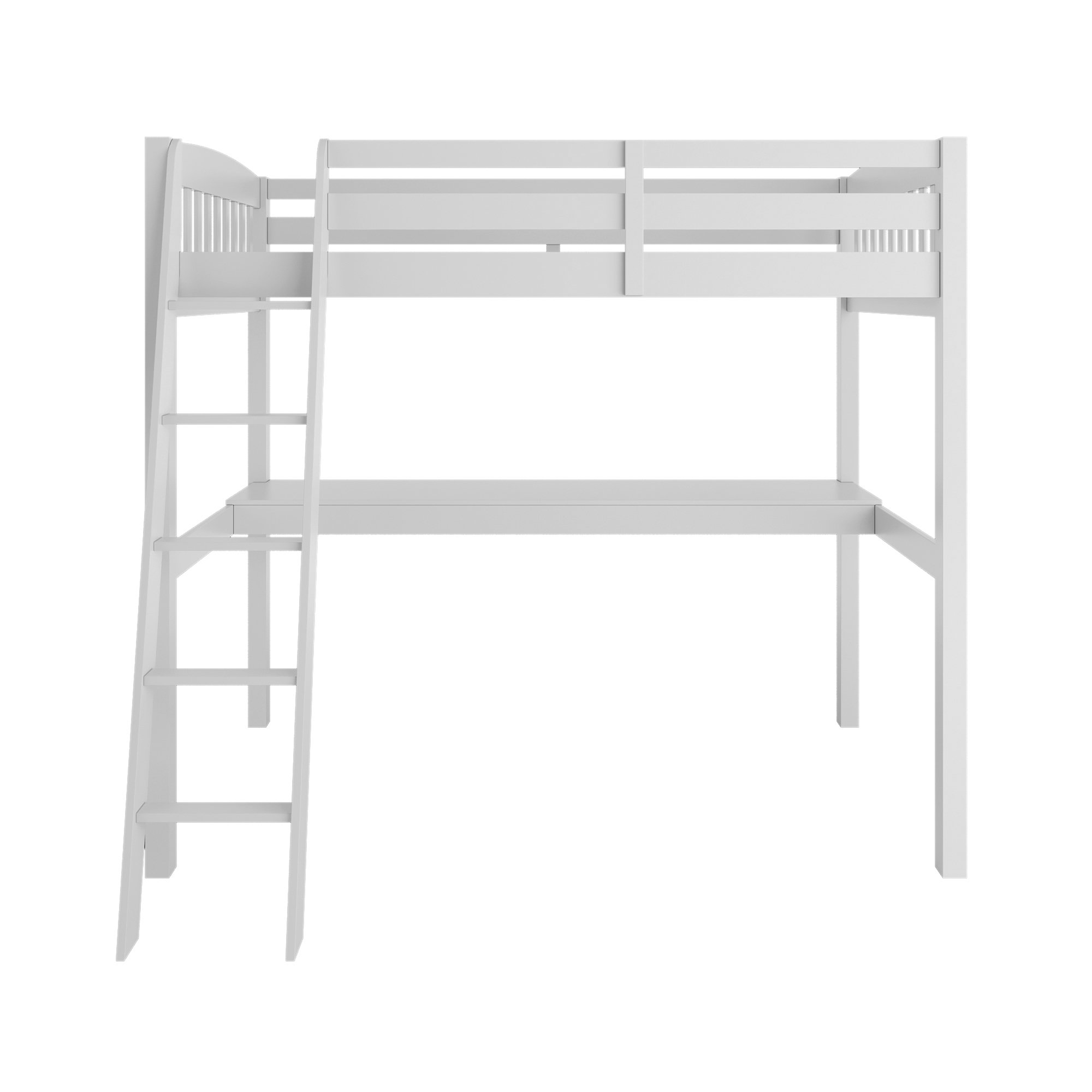Harriet Bee Daylin High Loft Bed with Desk and Storage, Solid Wood Loft