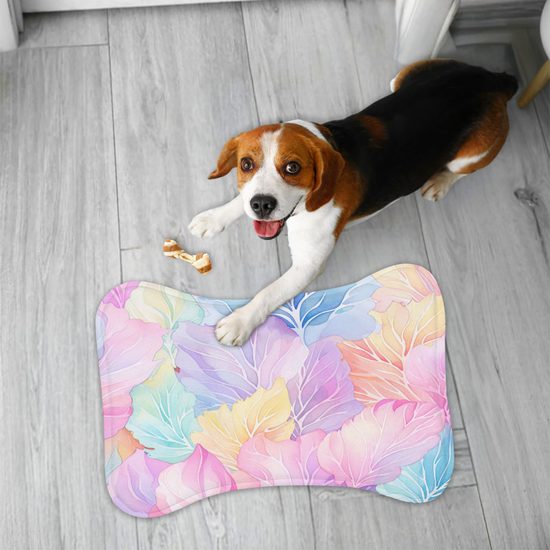 Watercolor Foliage - Bone Shape Feeding Mat