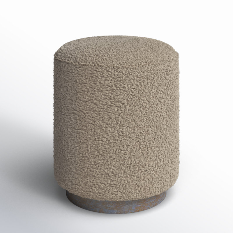 Brit Upholstered Ottoman, Casual Latte 100% Polyester, Walnut