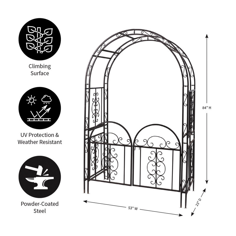 Montebello Iron Arbor with Gate, Brown