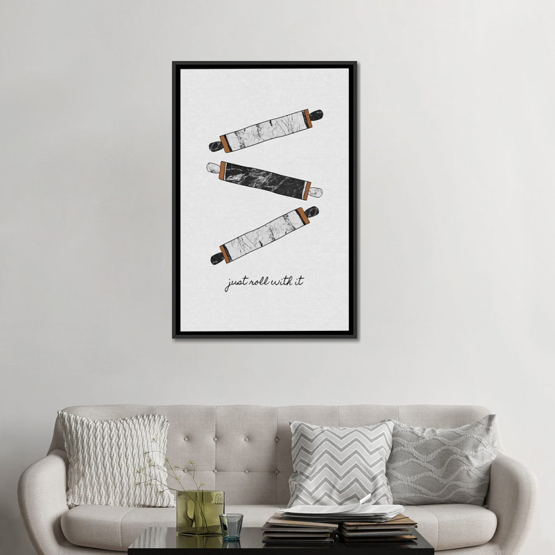 «Just Roll with it», impression sur toile, H 26 po x l 18 po x P 1,5 po, Toile avec cadre noir, Pas de tapis