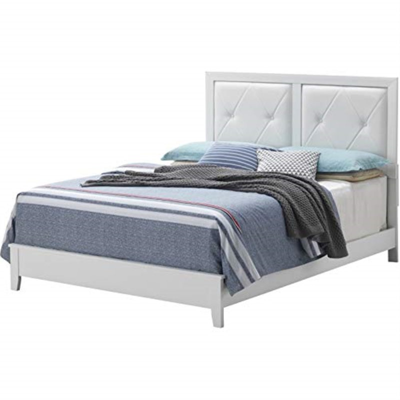 Riverside Vegan Leather Standard Bed, Full/Double, White