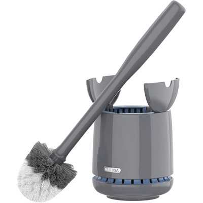 Toilet Bowl Brush And Holder, Premium Quality, With Solid Handle And Durable Bristles For Bathroom Cleaning, Gray, 1 Pack