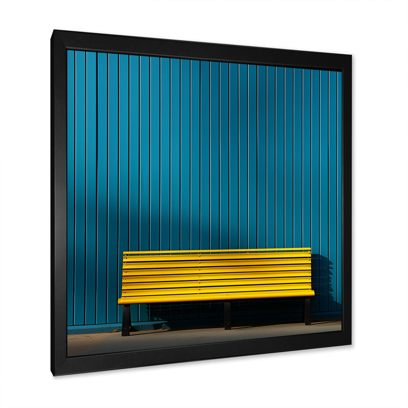Jaune et bleu ordre linéaire zen II, H 36 po x l 36 po x P 1,5 po, Cadre simple noir