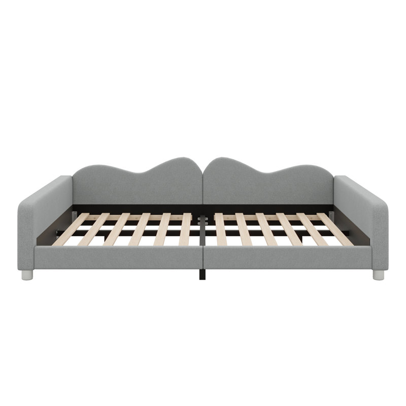 Upholstered Daybed With Cloud-Shaped Backrest, Gray, Full