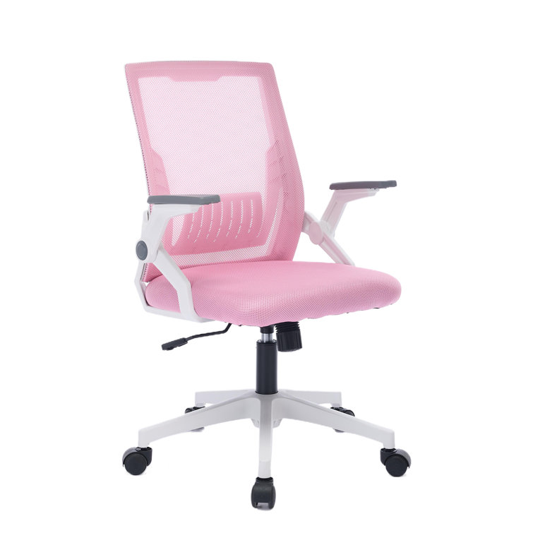 Bleona Office Chair With Flip-Up Armrests Ergonomic Computer Desk Chair Foldable Mesh Task Chair With Wheels Adaptive Lumbar Support Swivel Tilt Comfortable Study Chair For Student