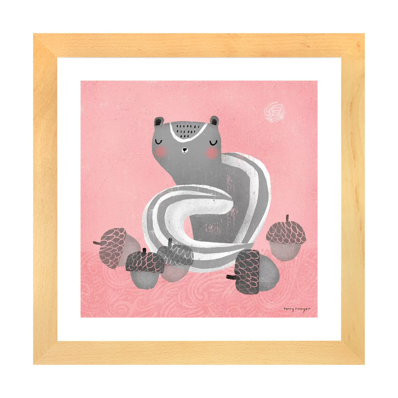 «Chipmunk Dream» par Terry Runyan - impression, H 16 po x l 16 po x p 1 po, Papier avec cadre beige, Blanc