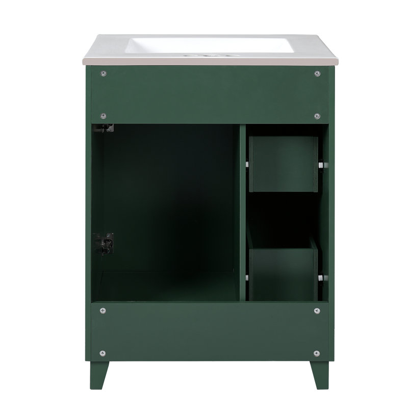 Meuble-lavabo transitionnel polyvalent en céramique pour petite salle de bain