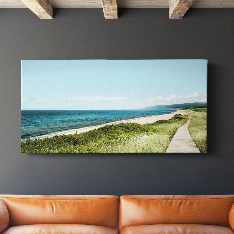 Ivwalk Beach Boardwalk - Toile tendue avec châssis - Prêt à accrocher, H 16 po x l 32 po