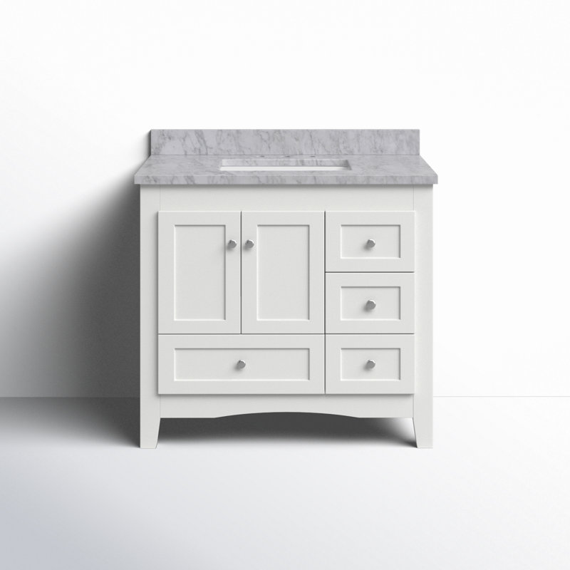 Abbey 36" White Pine Single Bathroom Vanity with Stone Countertop