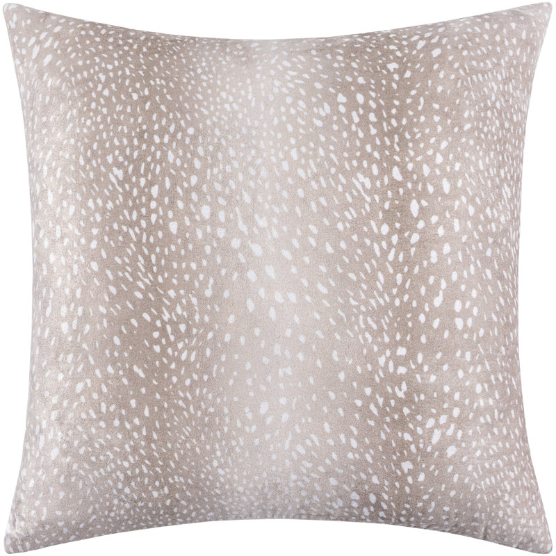 Doe Animal Print Reversible Pillow Cover, 20" x 20", Taupe/Cream