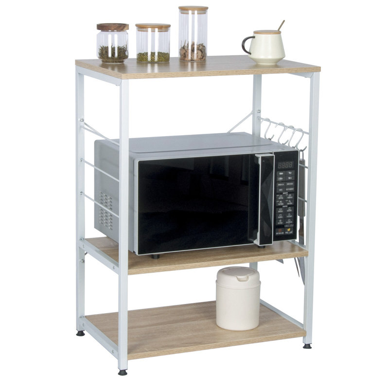 Vidar 60cm W Metal Shelving Unit, Light Wood/White