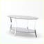 Table basse ovale moderne en verre 43,3 "avec double tablette en verre et pieds en métal argenté-963685559