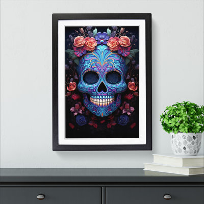 Sugar Skull Digital - Single Picture Frame Print on Wood