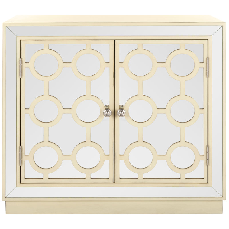 Armoire décorative à 2 portes miroir Glacaeu, Beige antique