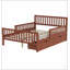 Lit plateforme robuste en bois, format standard, avec barrières de sécurité et tiroirs de rangement, idéal pour les chambres modernes et peu encombrantes.-641800376-642621170