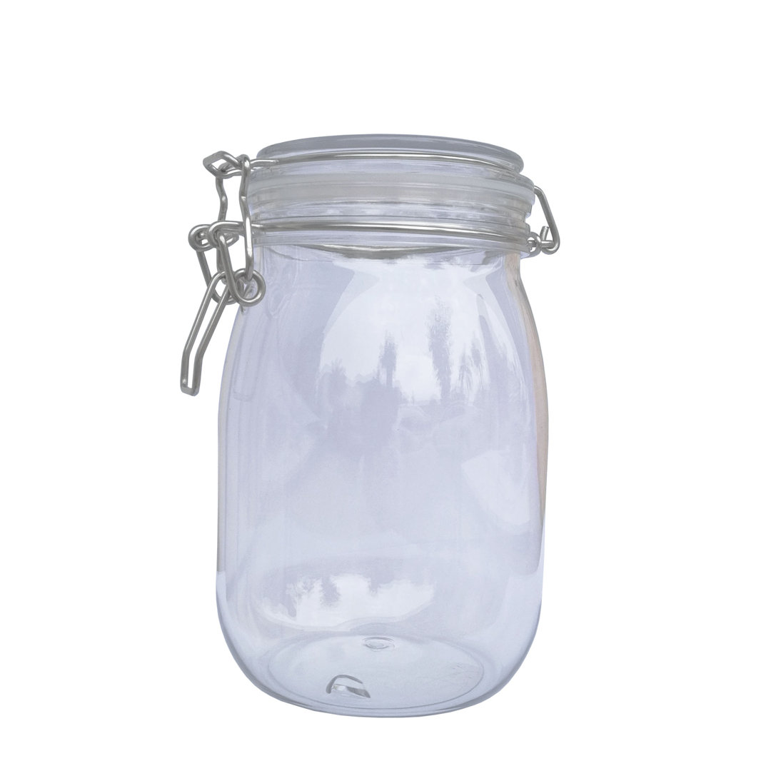 Wire Clasp PET Jar 1150 ml Spice Jar Seal Paint Oil Storage Jar Container Lock (Set of 6) FixtureDisplays