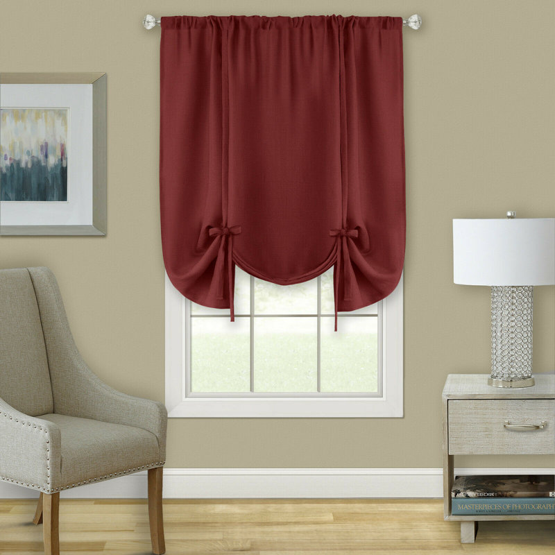 Clarisa Tie-Up Window Valance, Country Burgundy