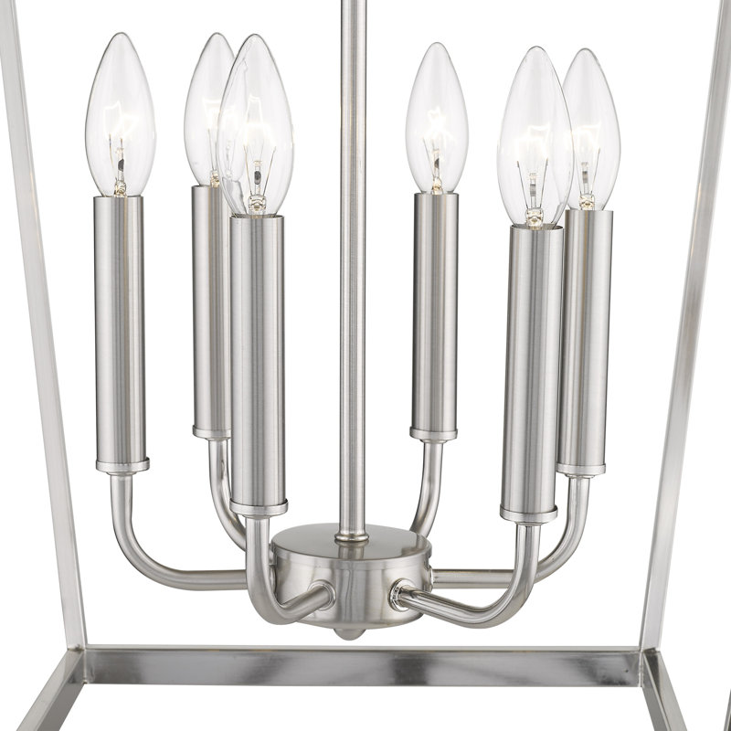 Rancourt 6 - Light Dimmable Lantern Classic / Traditional Chandelier, Satin Nickel