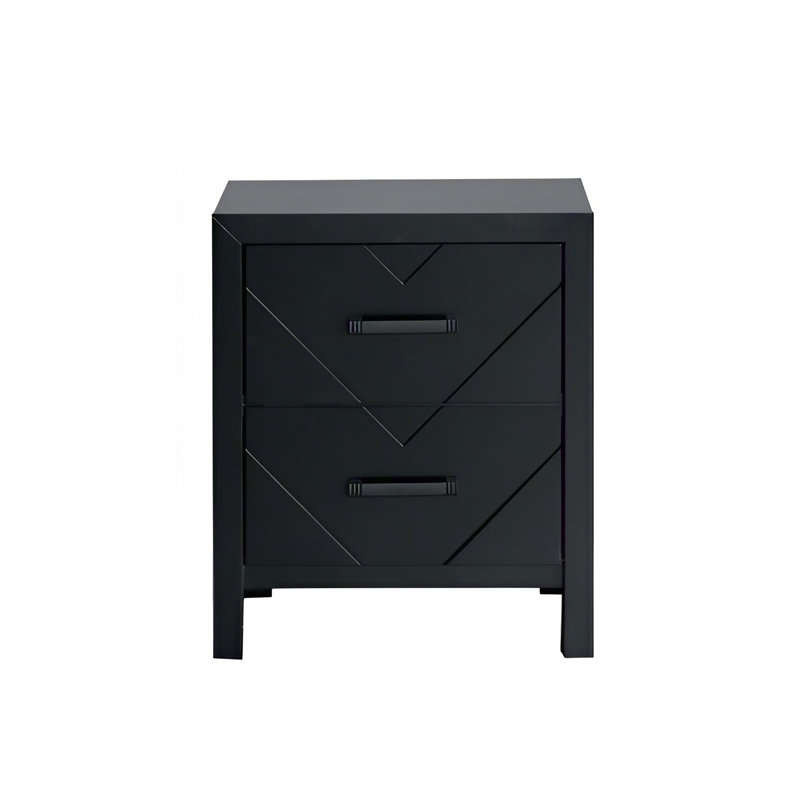 Morris 2 Drawer Nightstand Black, Black