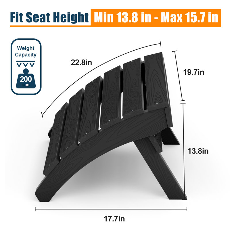 Chaise Adirondack avec repose-pieds, Noir