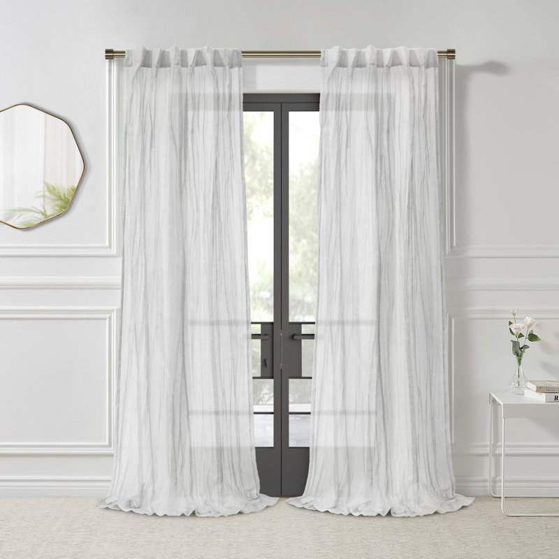 Shepardsville Sheer Curtain Single Panel, White, 52" W x 108" L