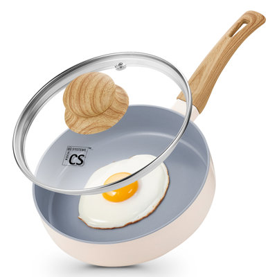 Poêle à frire de 6 pouces avec couvercle, petite poêle avec intérieur en céramique antiadhésif, poêle à œufs simple, poêle à frire antiadhésive de 6 po avec poignée Stay-Cool CS Mini