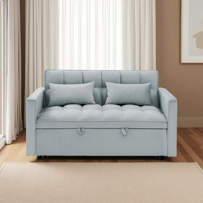 54,33 po Canapé-lit pliable polyvalent en 3 longueurs, canapé-lit moderne, canapé-lit en velours, dossier réglable