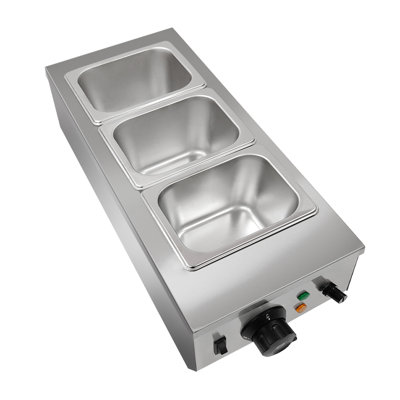 Marmite à chocolat, trempe au chocolat en acier inoxydable avec 3 réservoirs et 3 couvercles, chauffe-plat électrique commercial avec sonde de contrôle de la température pour le lait, le café, le fromage, 1200 W