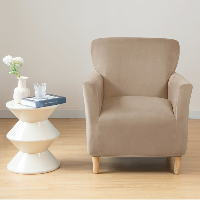 Housse pour fauteuil à coussins carrés/rectangulaires, Velours havane