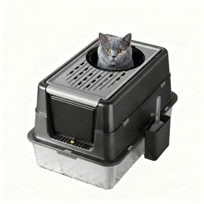 Stainless Steel Litter Box, Black