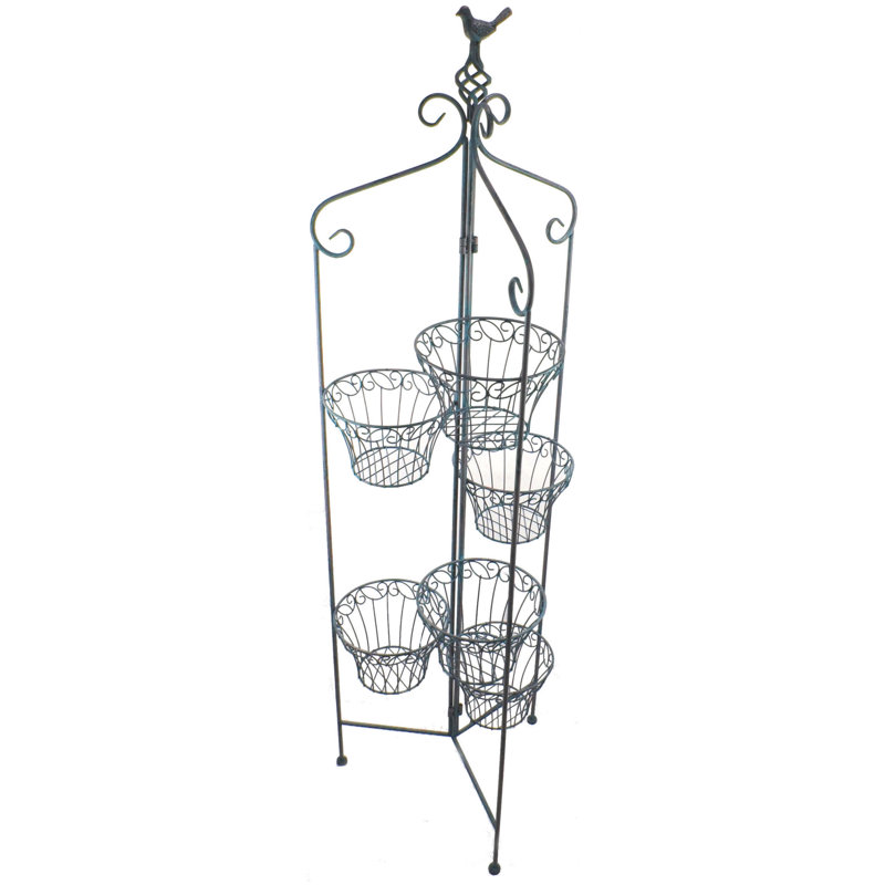 Xan Metal Weather Resistant Plant Stand, Antique Blue