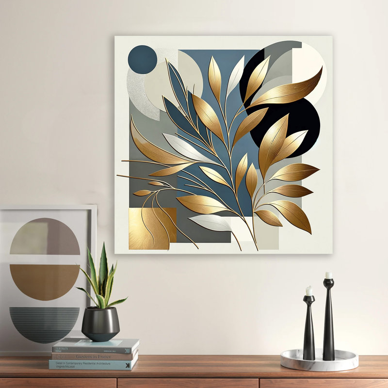" Gold Leaf On Abstract Shapes ", 20" H x 20" W x 1.5" D
