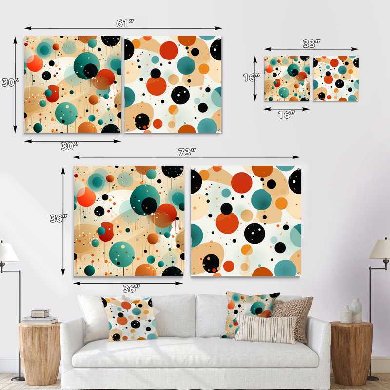 Cleti - Ensemble de 2 peintures murales abstraites en acrylique, H 30 po x l 61 po