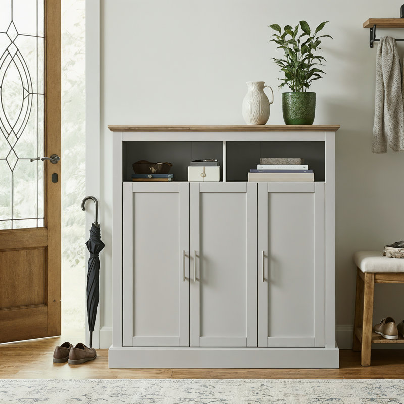 Sufy 3ft 3 Door Shoe Cabinet, Light Grey