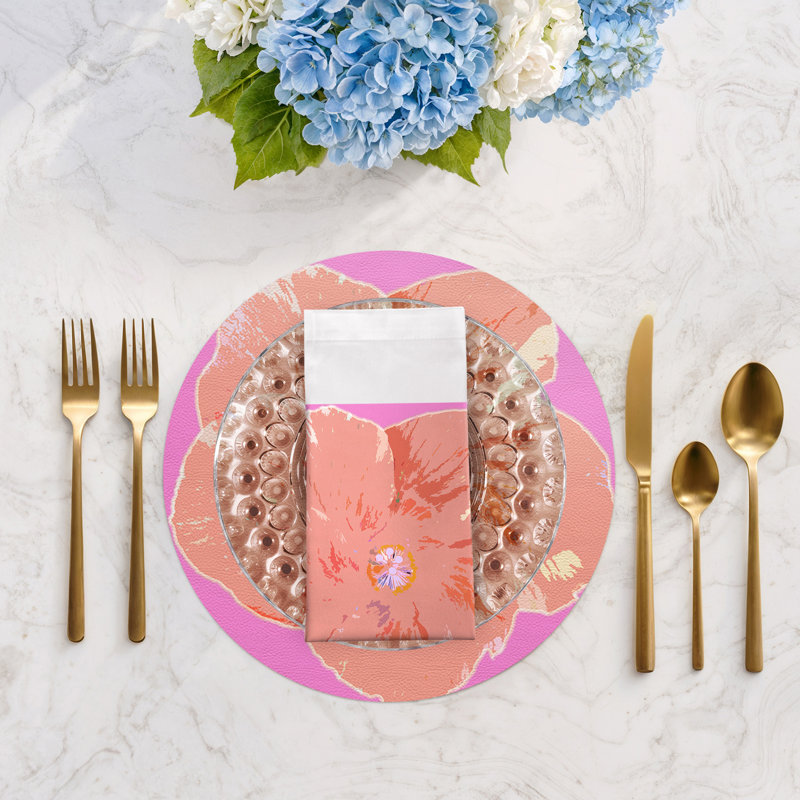 Hibiscus Cotton Sateen Dinner Napkins, Orchid